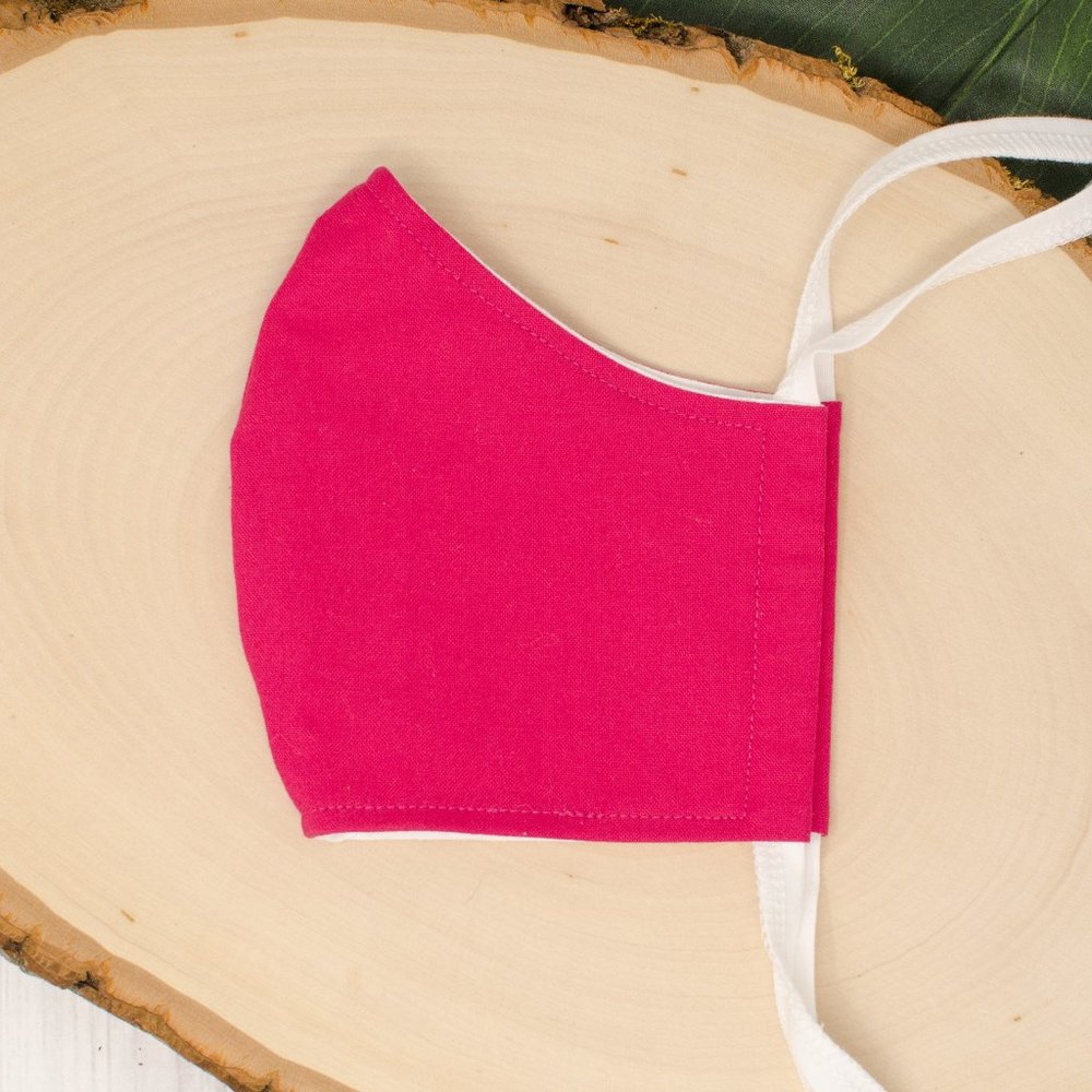 Pink Reusable Cloth Face Mask with Adjustable Ties Kids & Adults